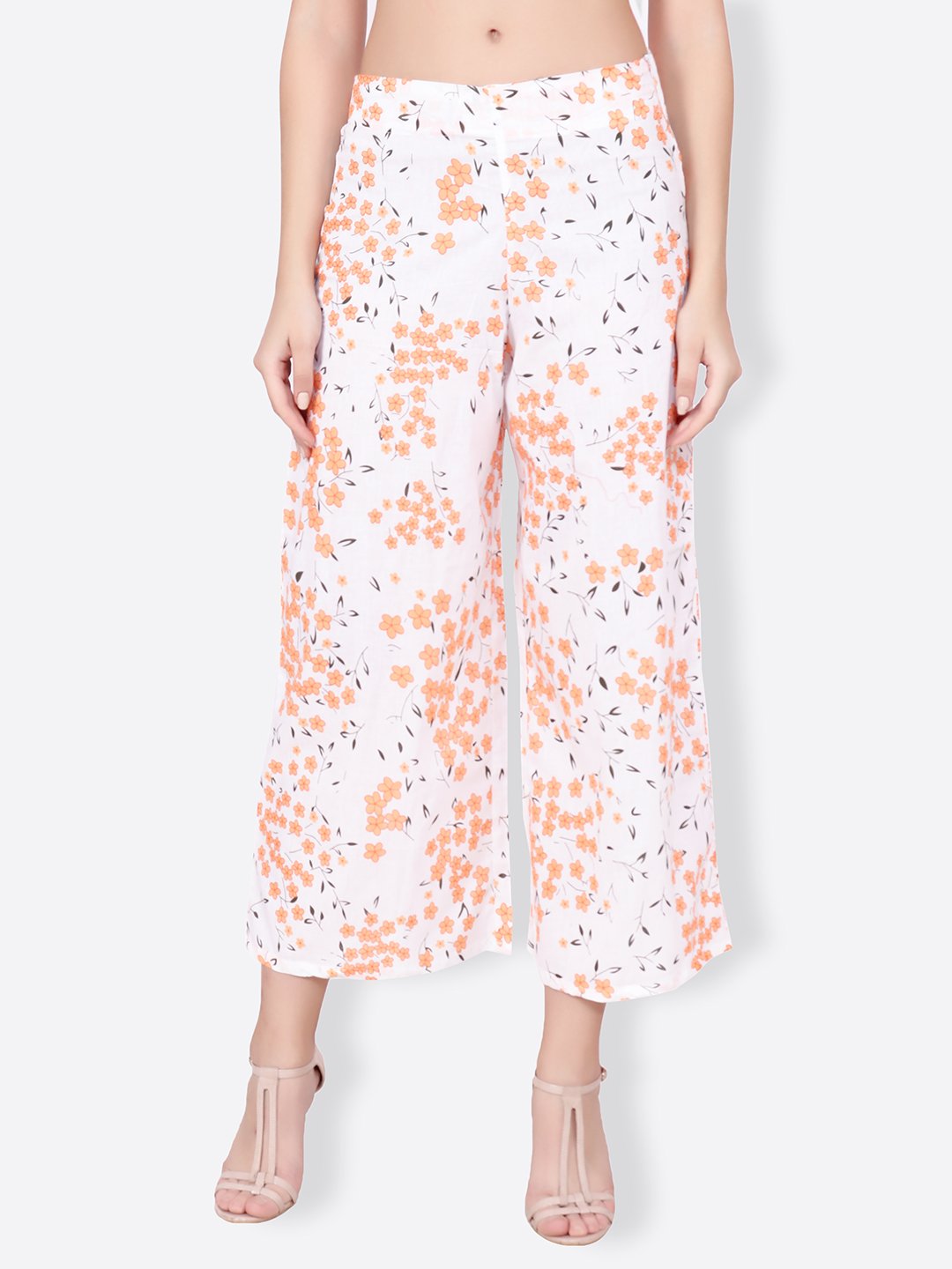 SCORPIUS white and orange printed pallazo