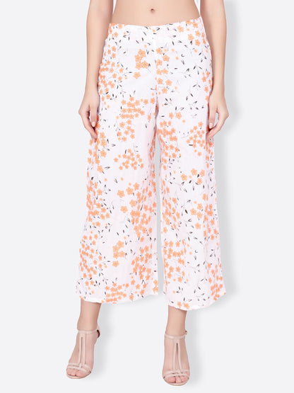 SCORPIUS white and orange printed pallazo