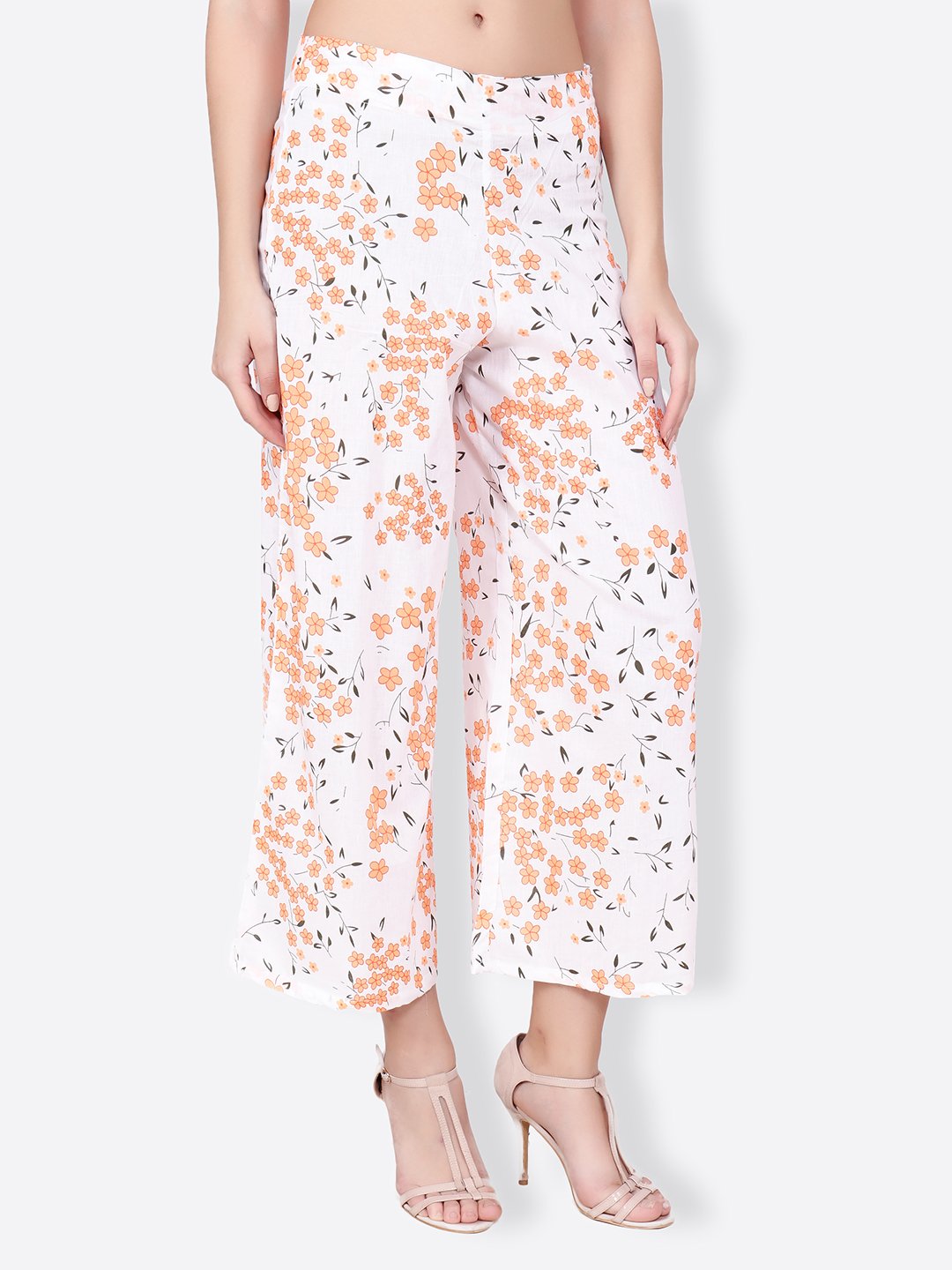SCORPIUS white and orange printed pallazo