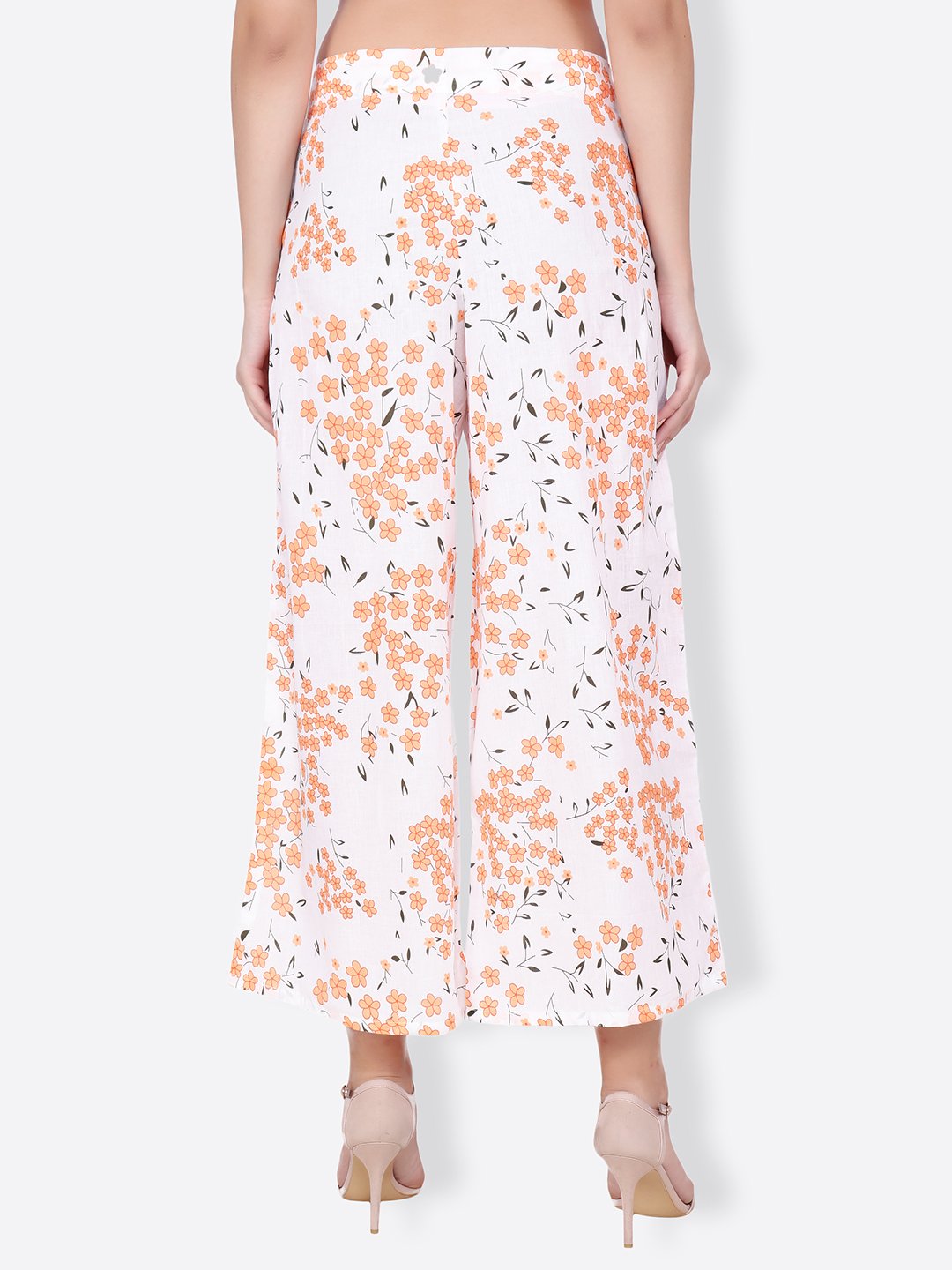SCORPIUS white and orange printed pallazo