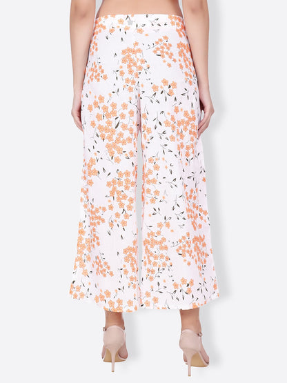 SCORPIUS white and orange printed pallazo