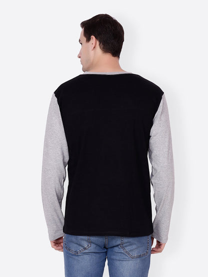 Black Grey Solid Tshirt