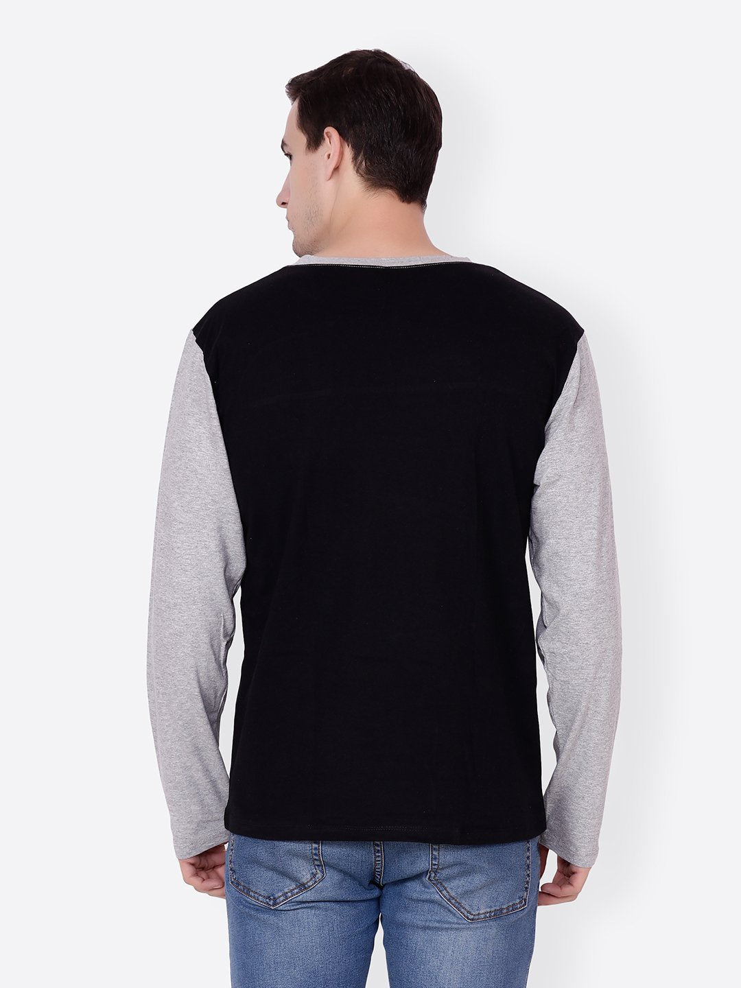 Black Grey Solid Tshirt
