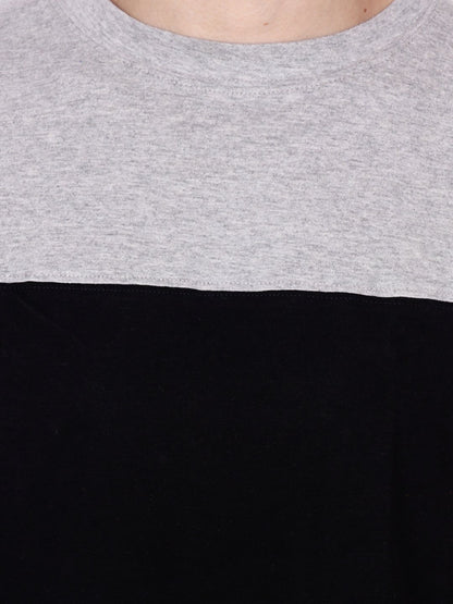 Black Grey Solid Tshirt