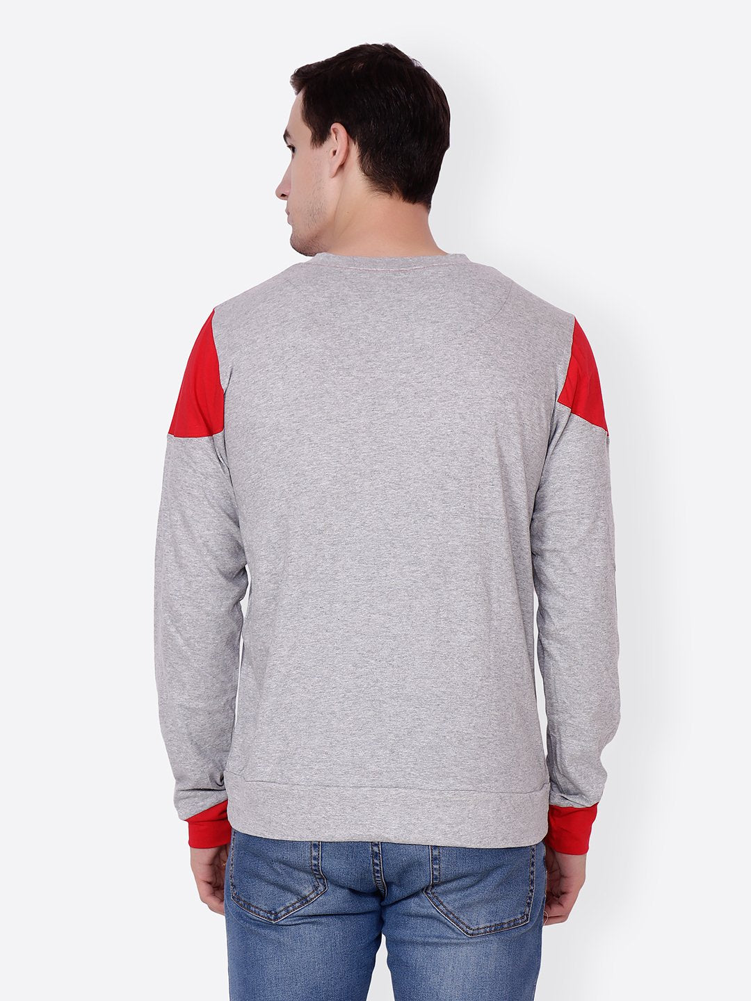 Grey Red Solid Tshirt