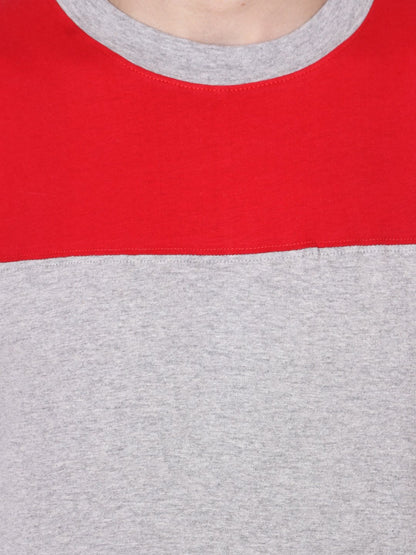 Grey Red Solid Tshirt