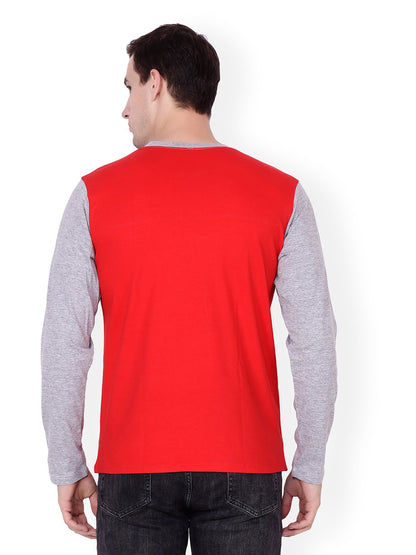 Red Grey Solid Tshirt