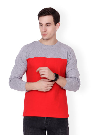 Red Grey Solid Tshirt