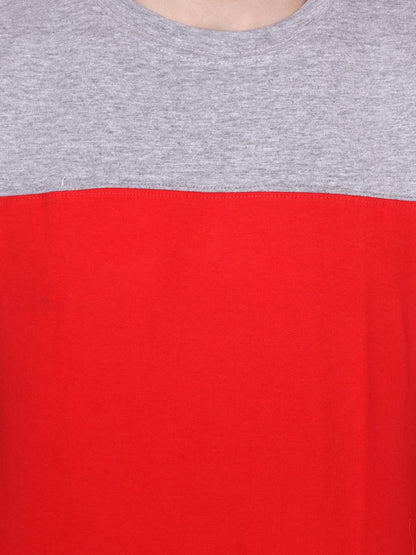Red Grey Solid Tshirt