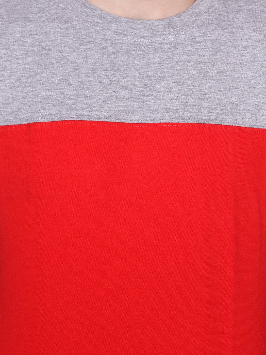 Red Grey Solid Tshirt