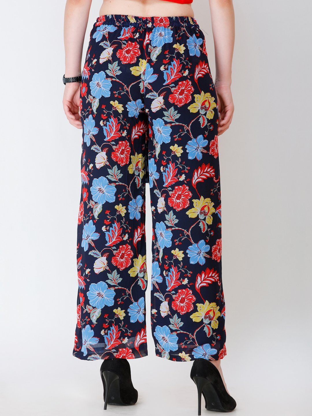 SCORPIUS navy blue Floral print Palazzo