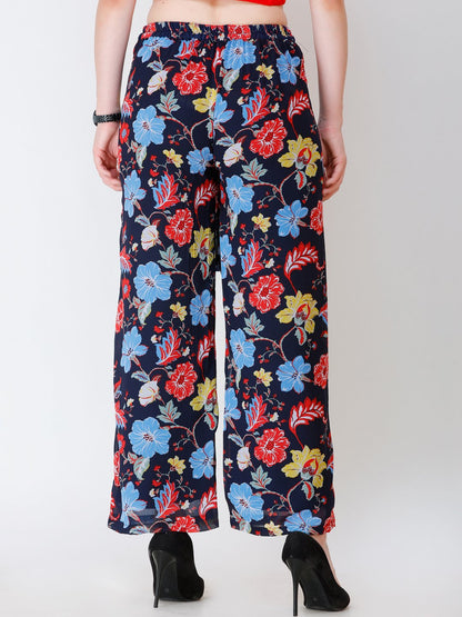 SCORPIUS navy blue Floral print Palazzo