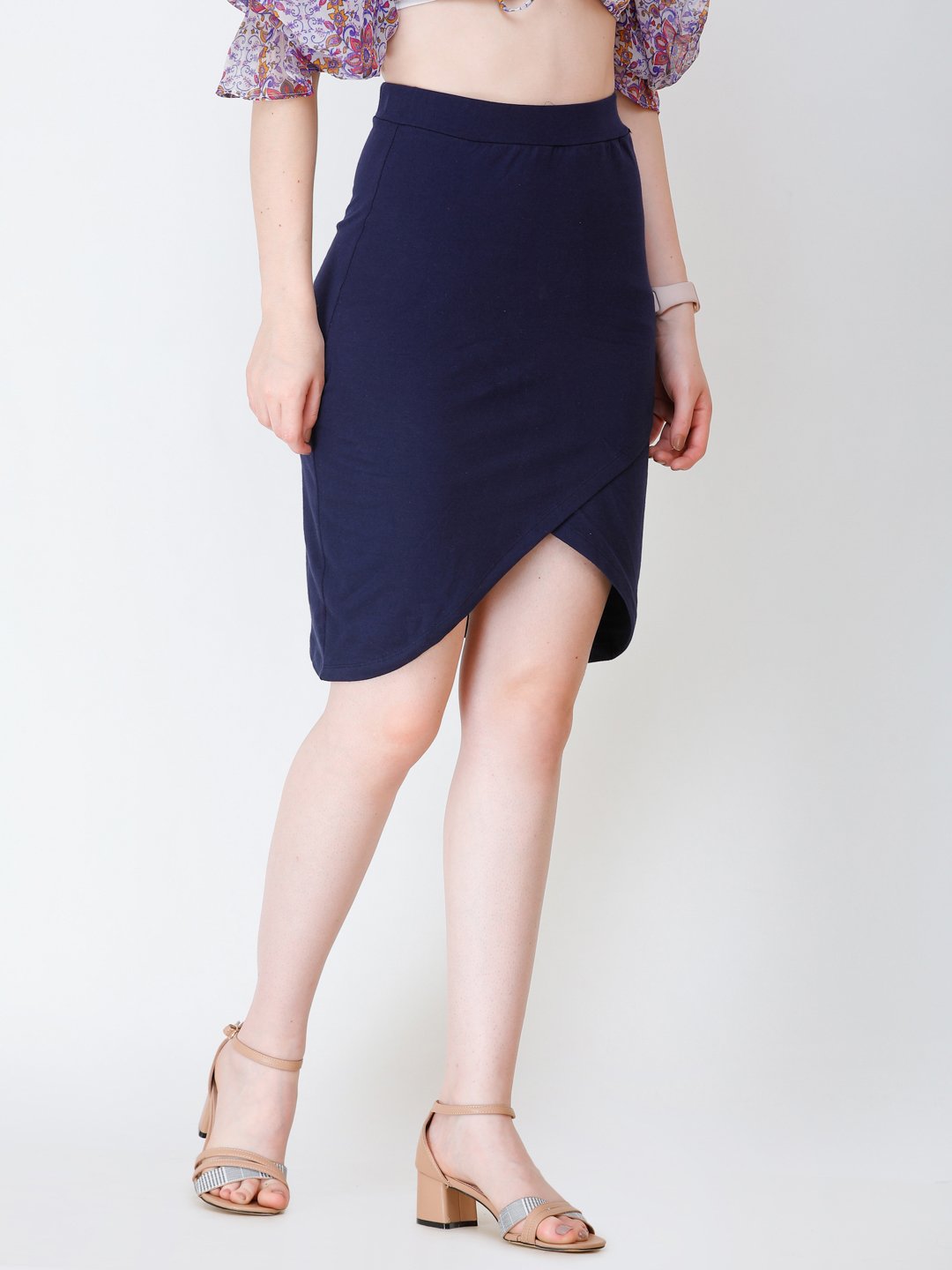 SCORPIUS Navy knee length skirt
