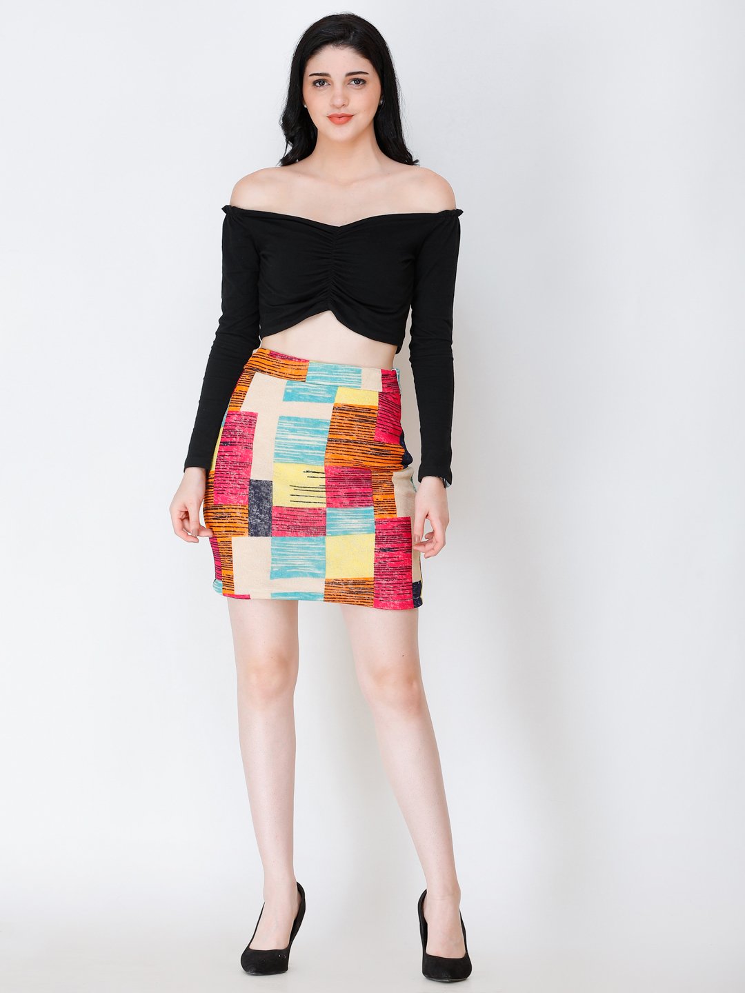 SCORPIUS checkered pencil skirt