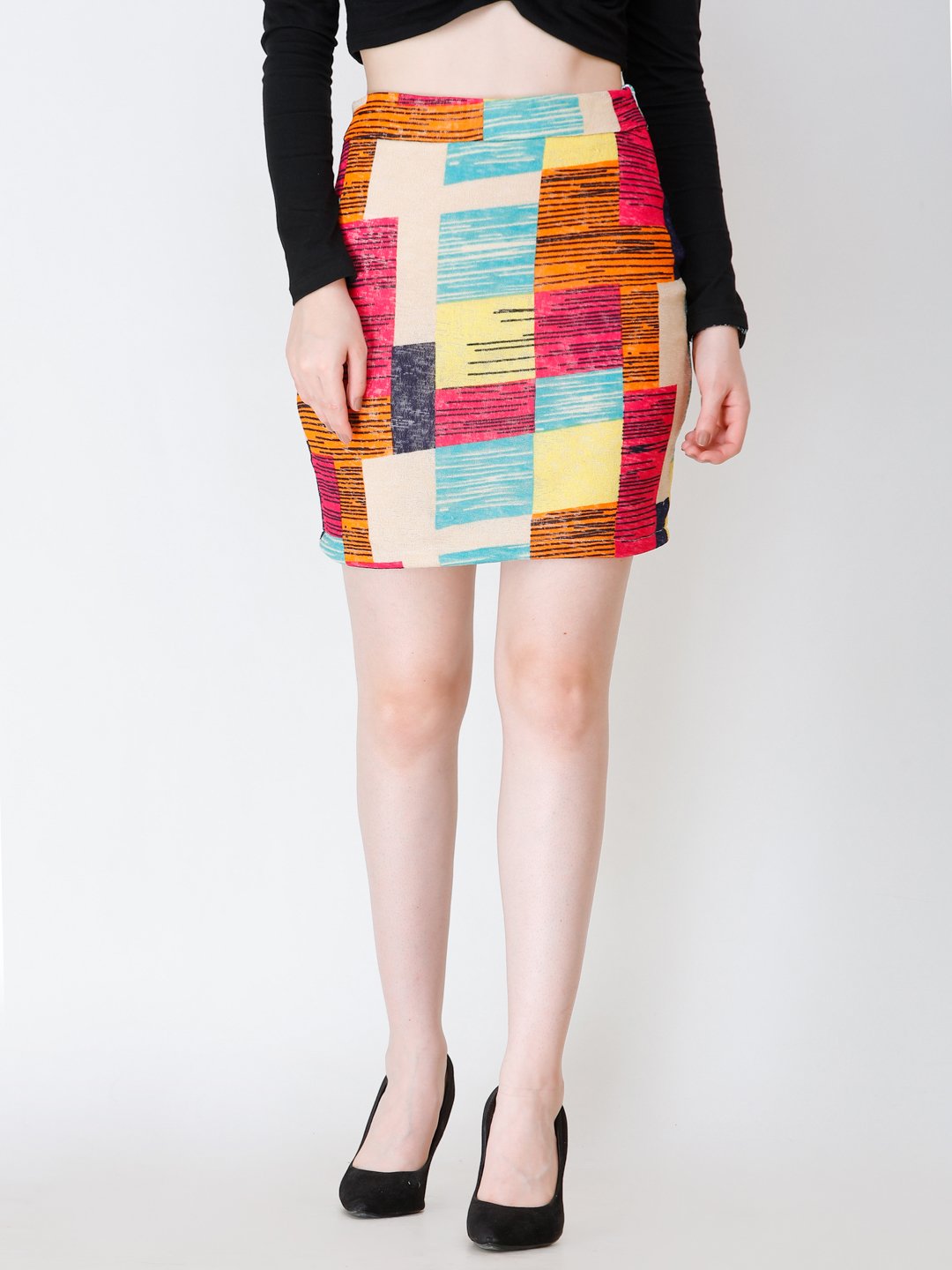 SCORPIUS checkered pencil skirt