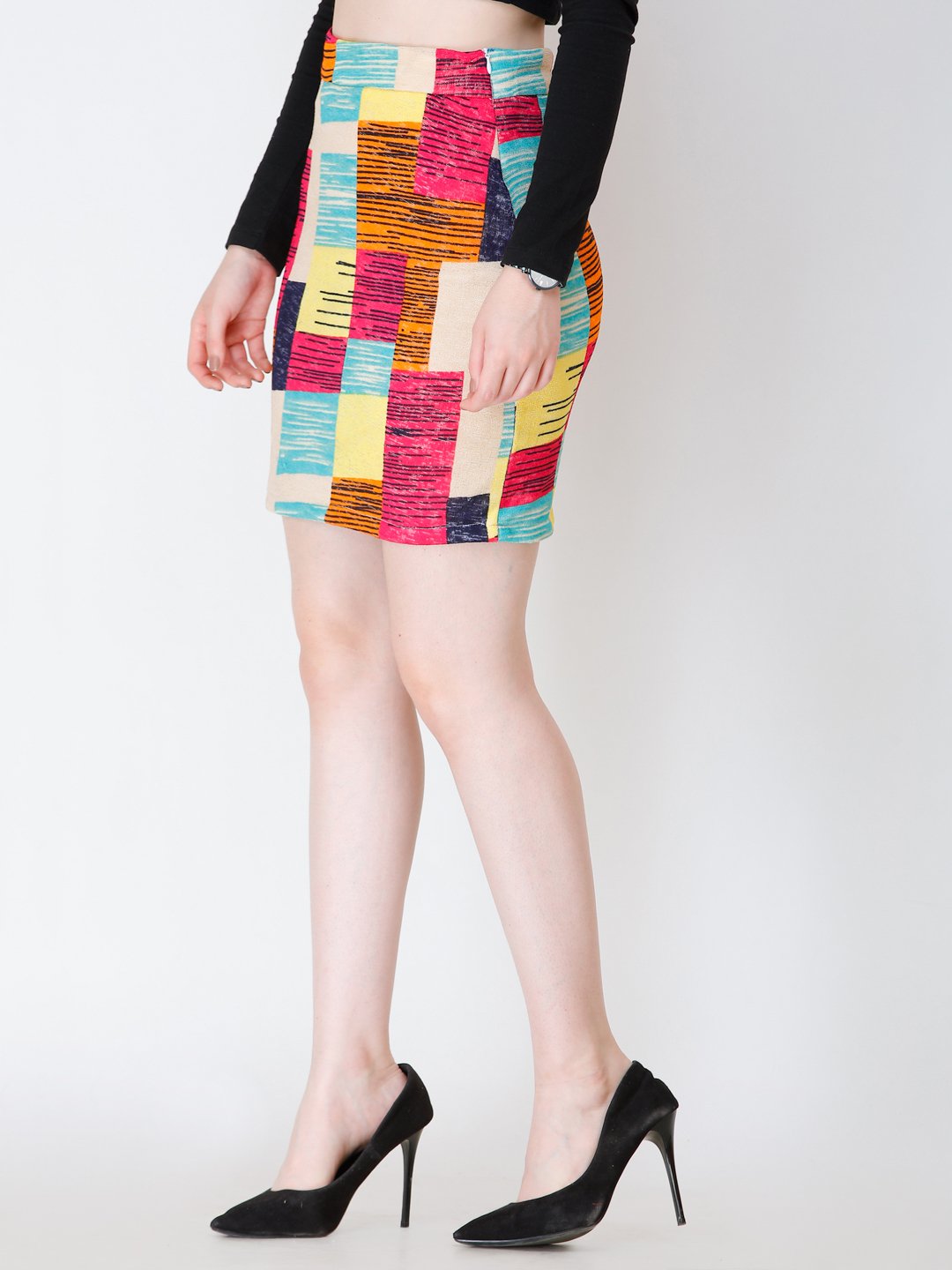 SCORPIUS checkered pencil skirt