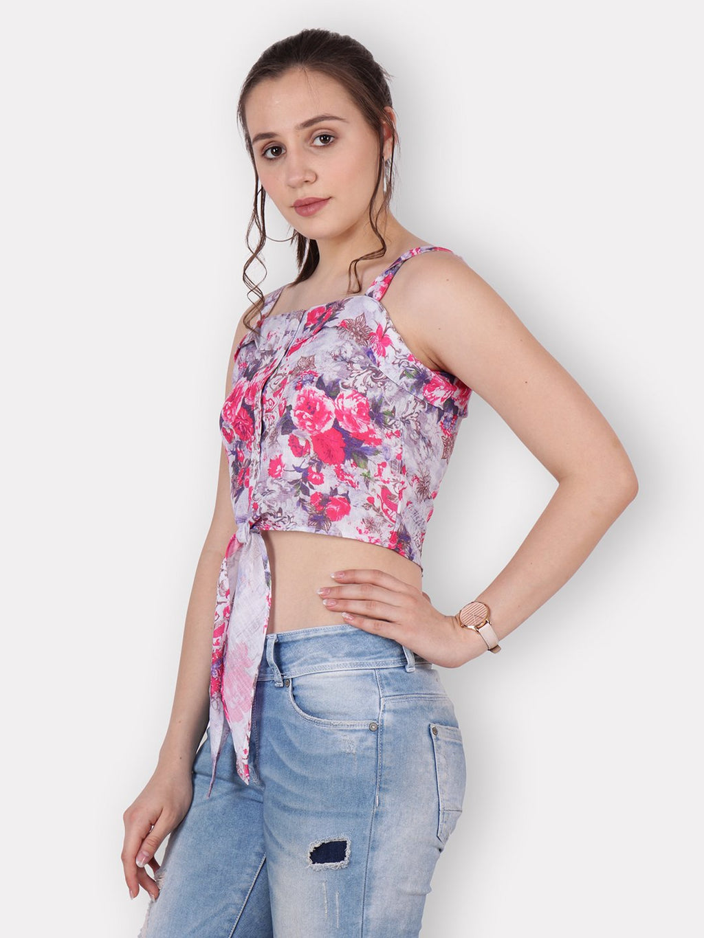 SCORPIUS pink and purple crop shirt