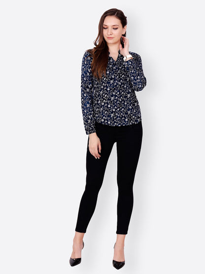 SCORPIUS NAVY BLUE PRINTED SHIRT