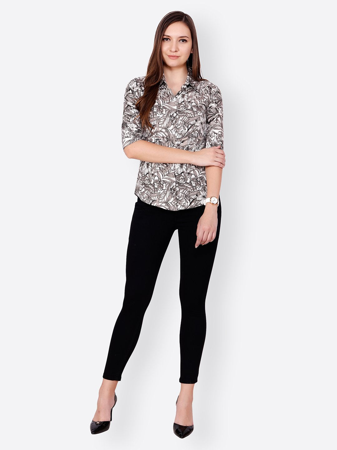SCORPIUS BLACK FLORAL SHIRT