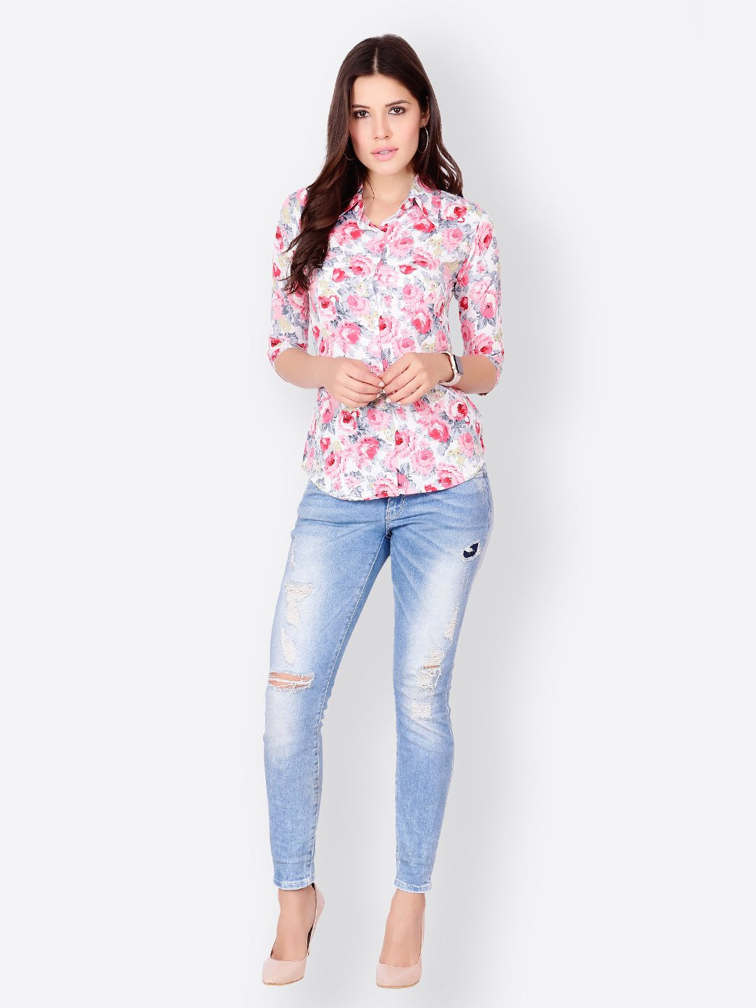 SCORPIUS WHITE FLORAL SHIRT