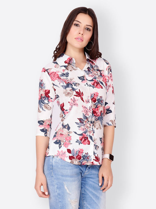 SCORPIUS WHITE FLORAL SHIRT