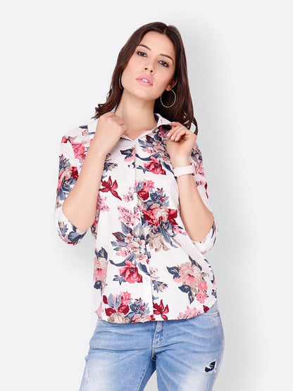 SCORPIUS WHITE FLORAL SHIRT
