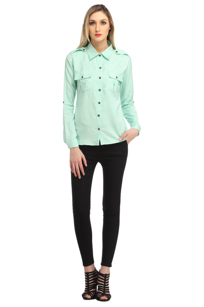 Green Solid Shirt
