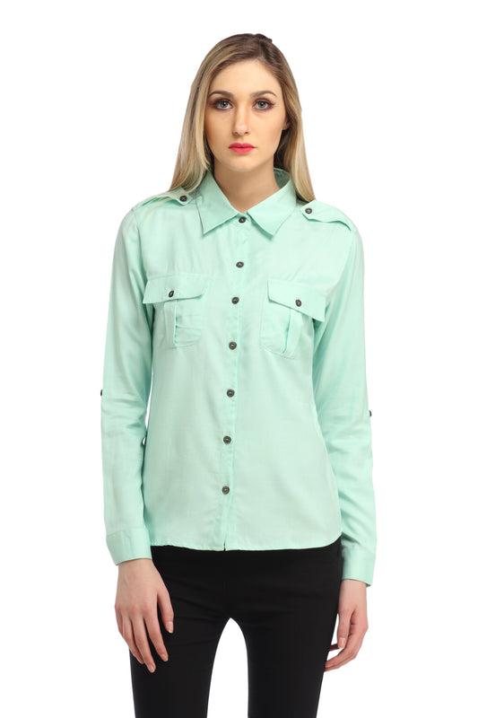 Green Solid Shirt