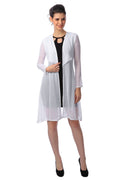SCORPIUS White Solid Open Front Longline Shrug