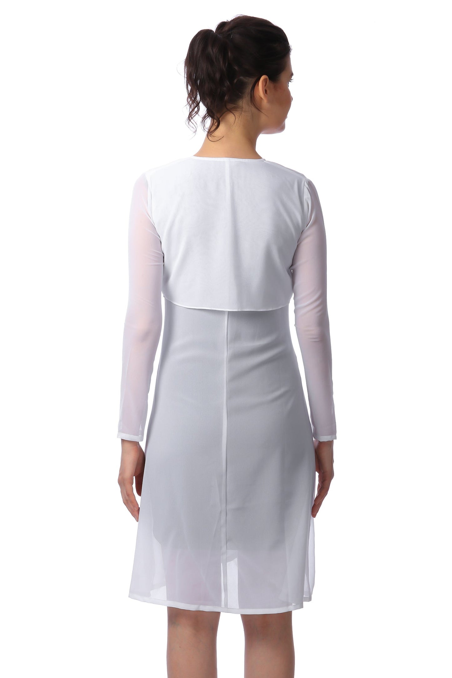 SCORPIUS White Solid Open Front Longline Shrug