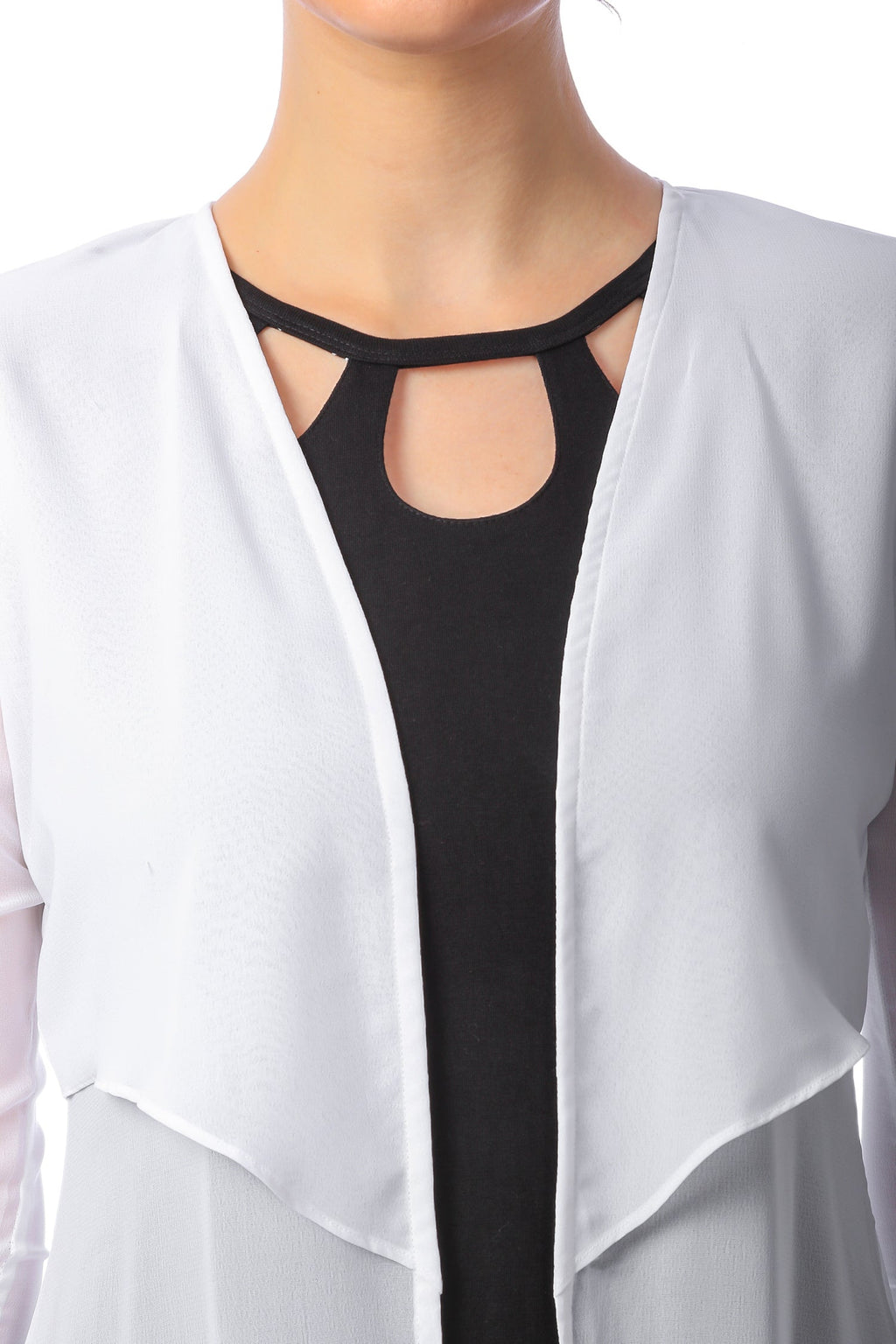 SCORPIUS White Solid Open Front Longline Shrug