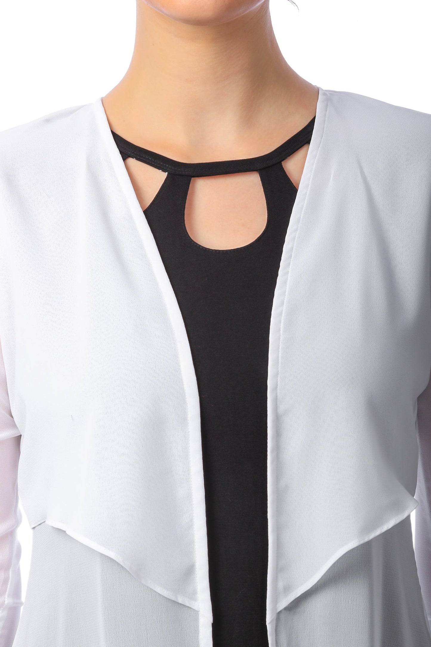 SCORPIUS White Solid Open Front Longline Shrug