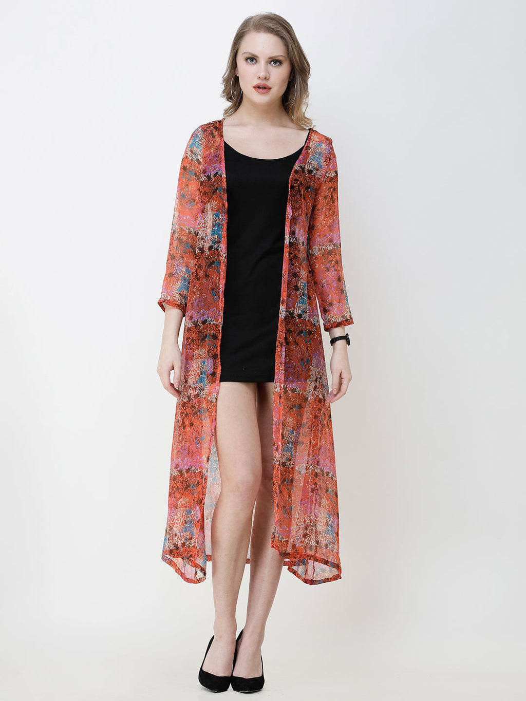 Cation Printed chiffon shrug