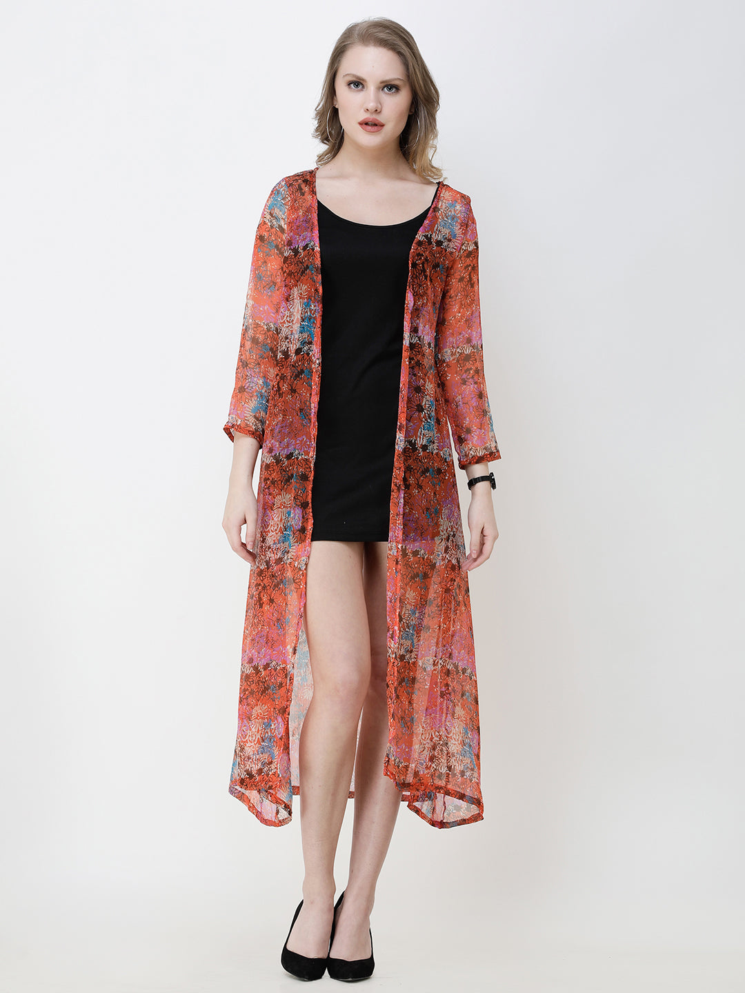 Cation Printed chiffon shrug