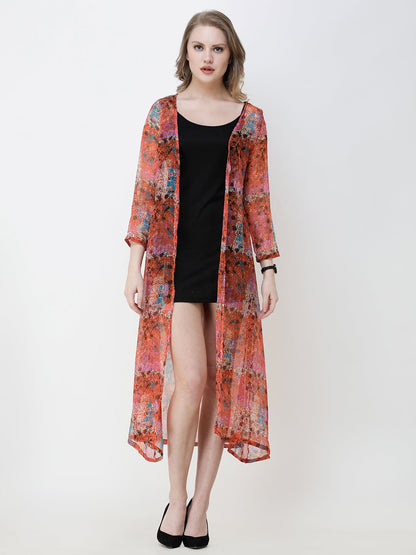 Cation Printed chiffon shrug