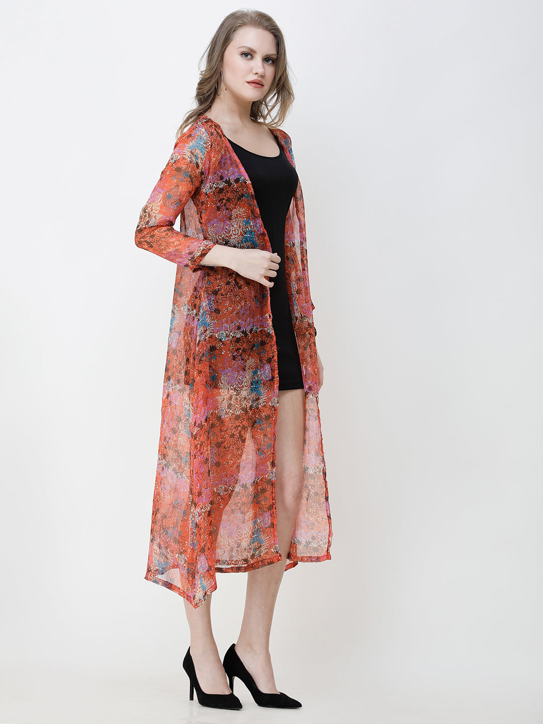 Cation Printed chiffon shrug