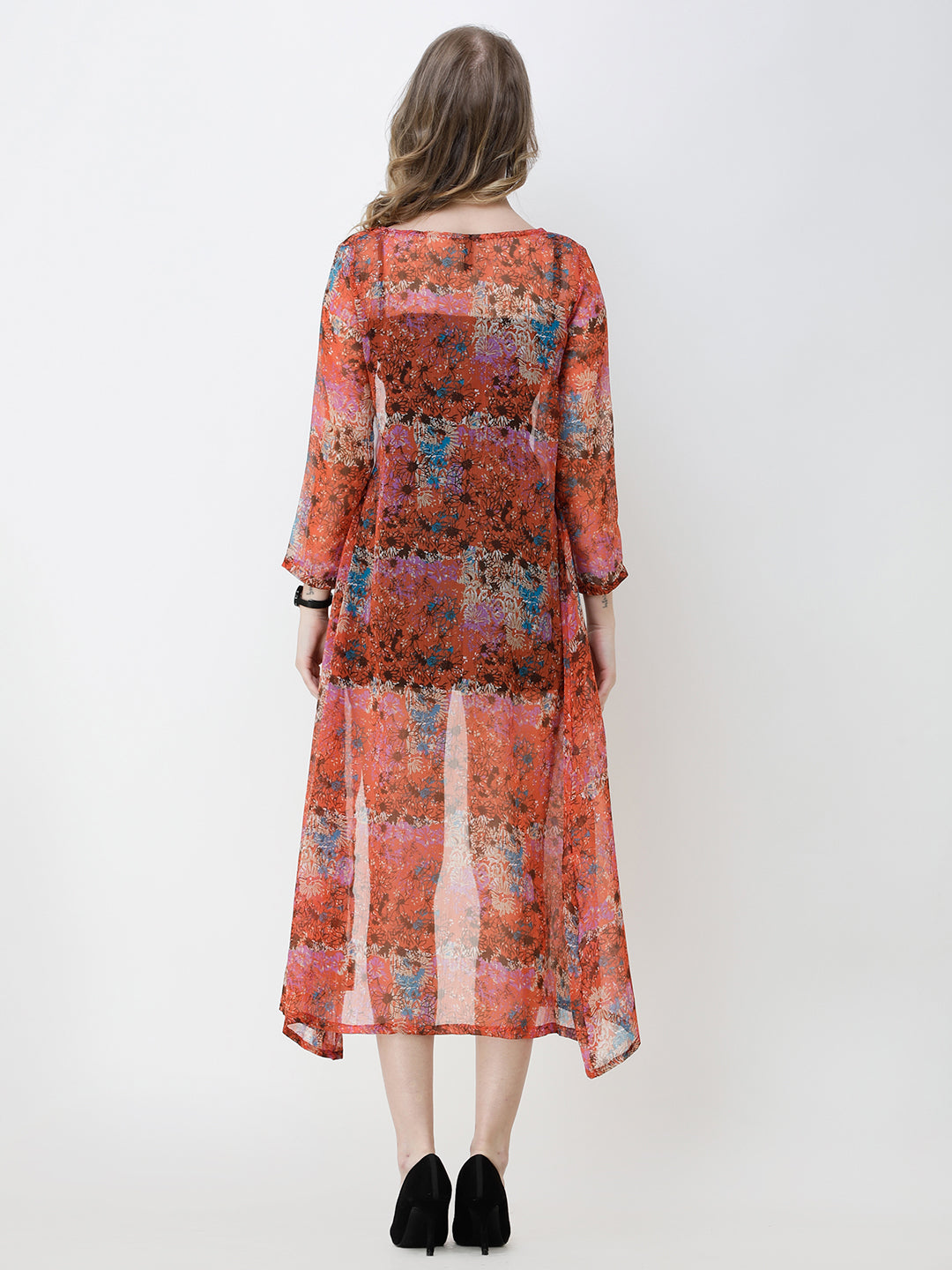 Cation Printed chiffon shrug