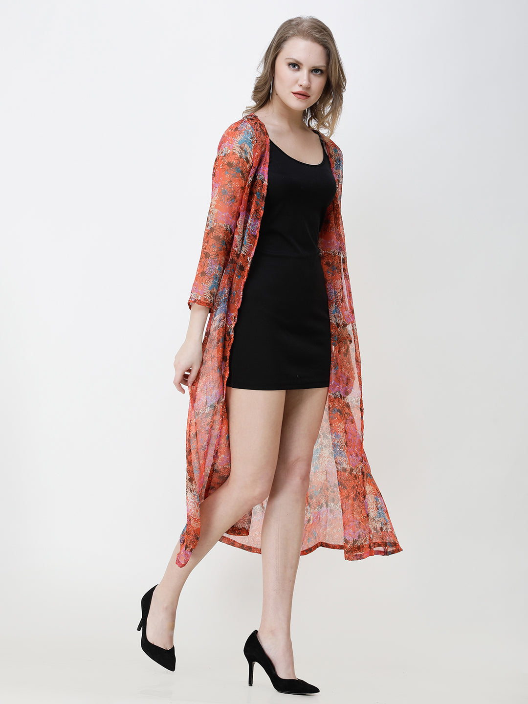 Cation Printed chiffon shrug
