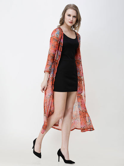 Cation Printed chiffon shrug