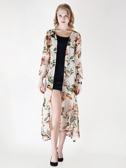 Cation Printed chiffon shrug