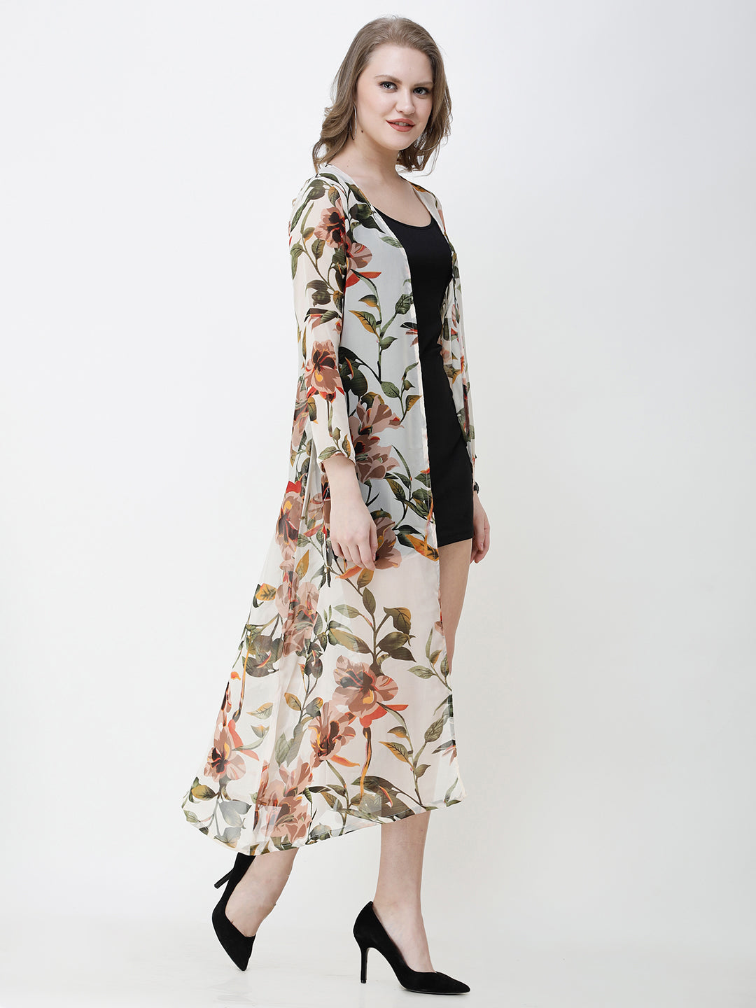 Cation Printed chiffon shrug