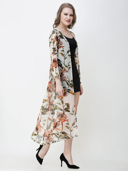 Cation Printed chiffon shrug