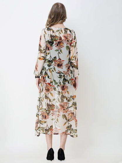 Cation Printed chiffon shrug