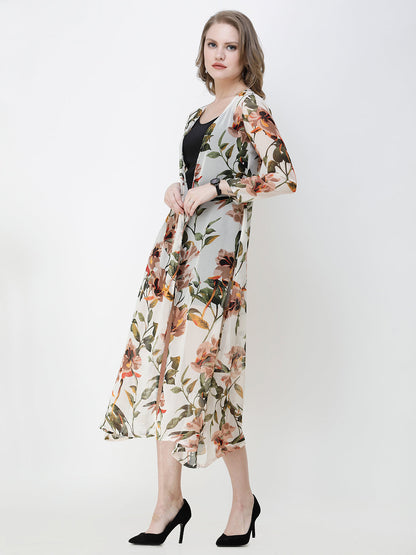 Cation Printed chiffon shrug