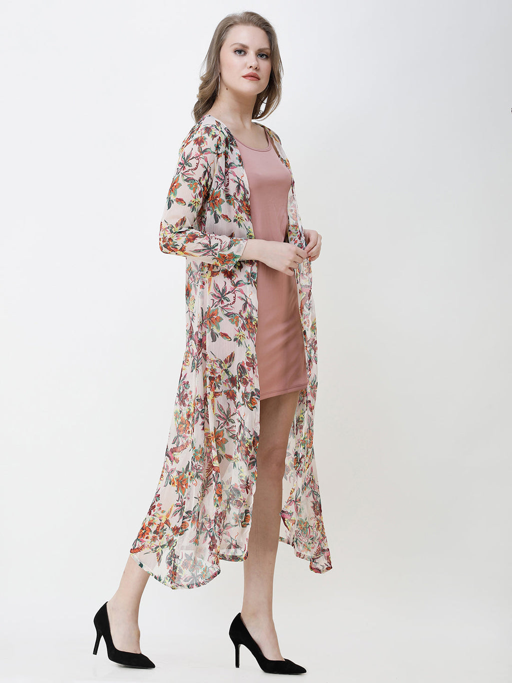 Cation Printed chiffon shrug