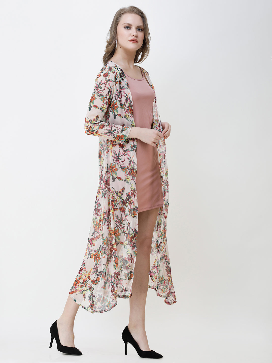 Cation Printed chiffon shrug