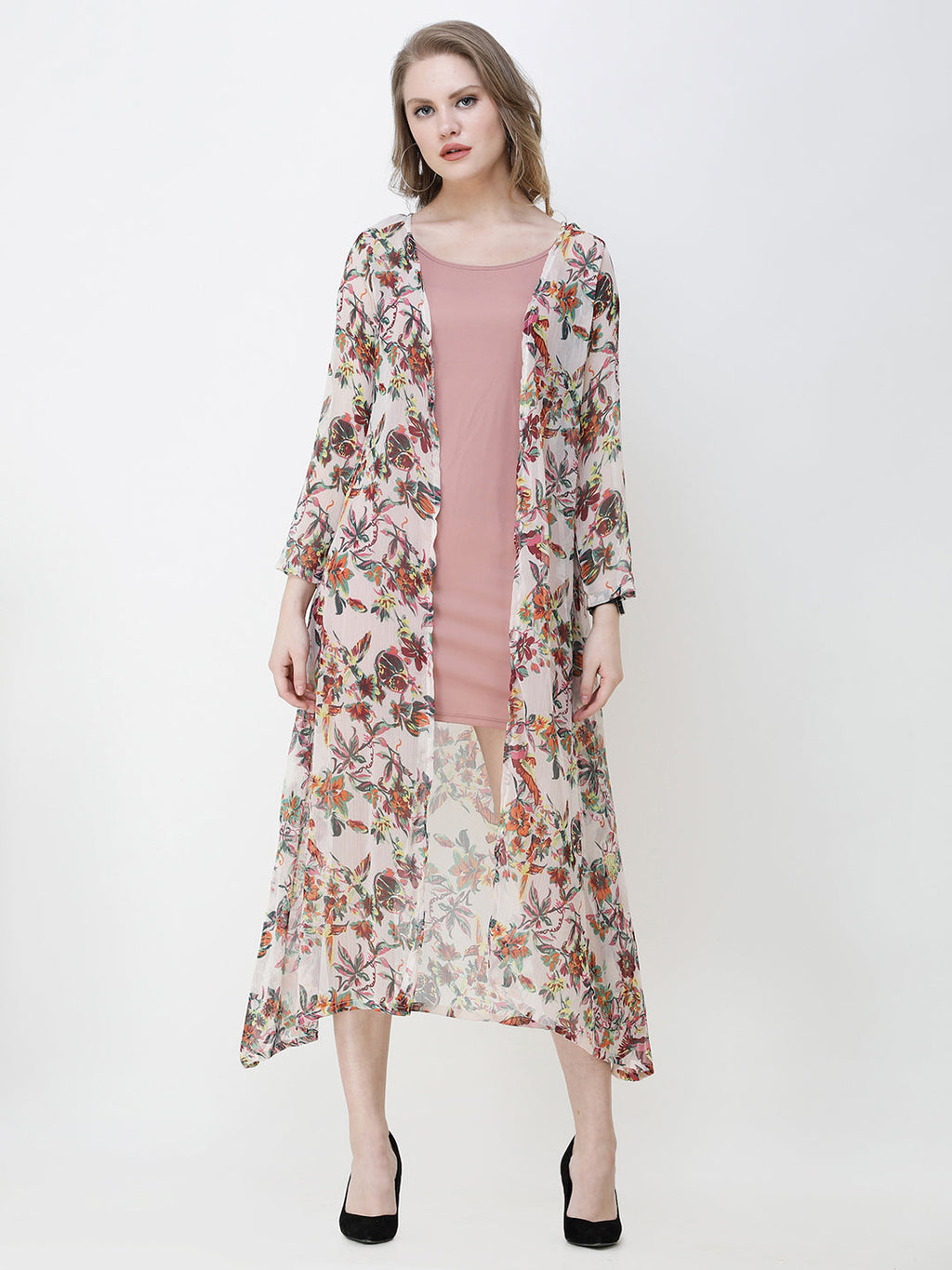 Cation Printed chiffon shrug