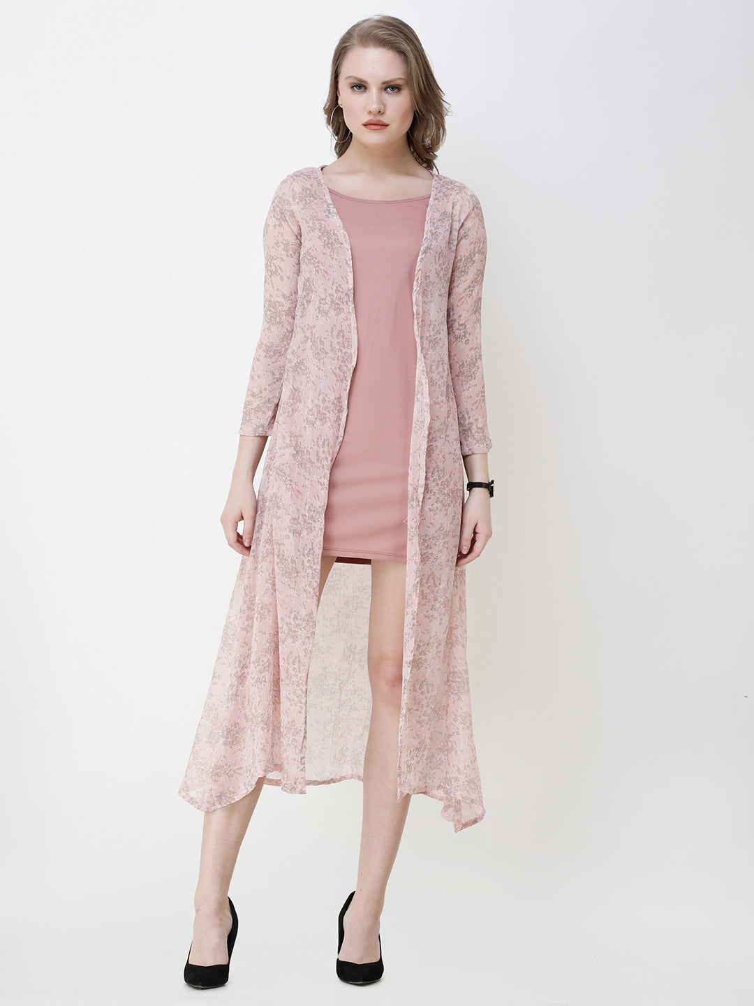 Cation Printed chiffon shrug