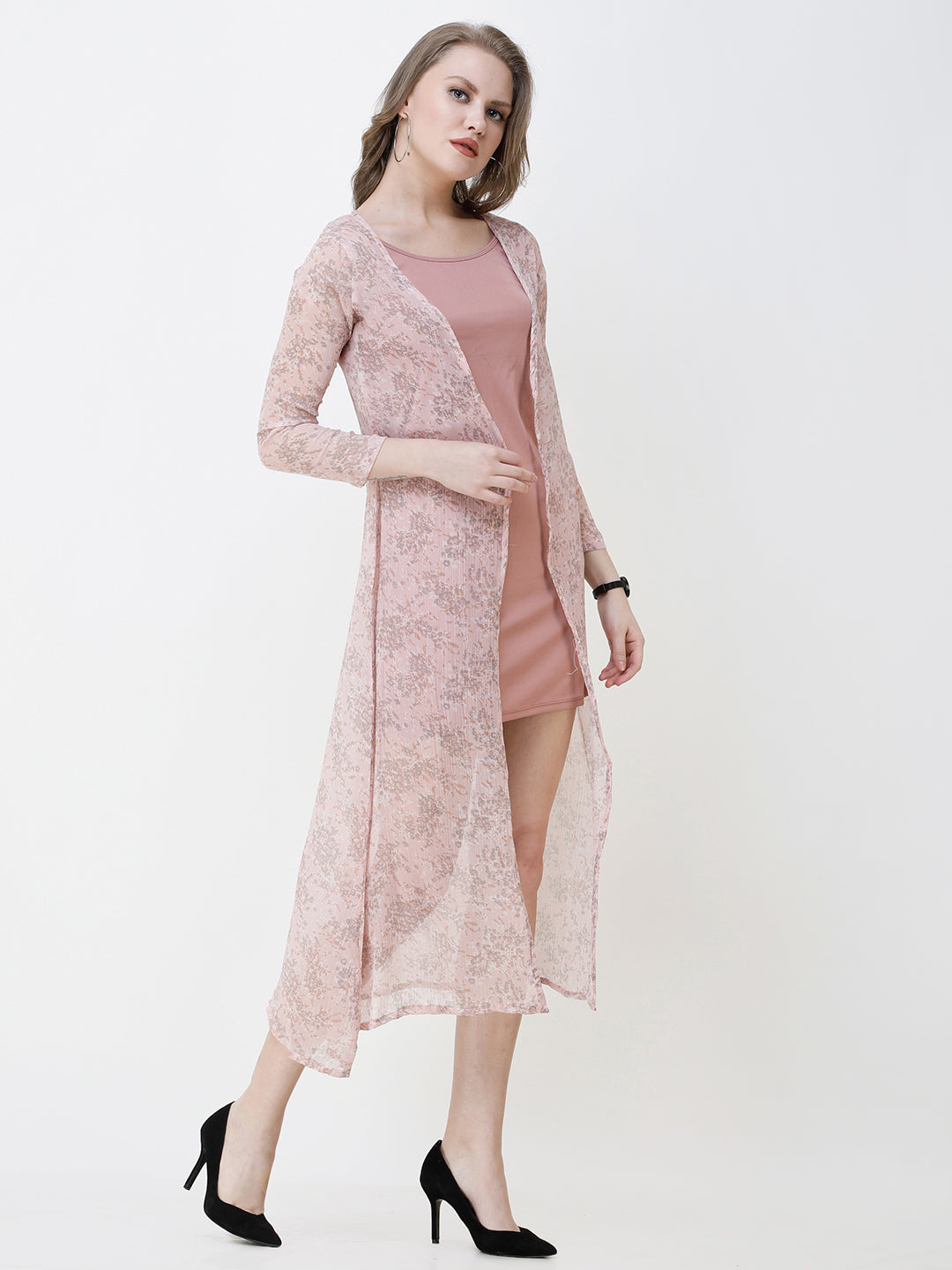 Cation Printed chiffon shrug