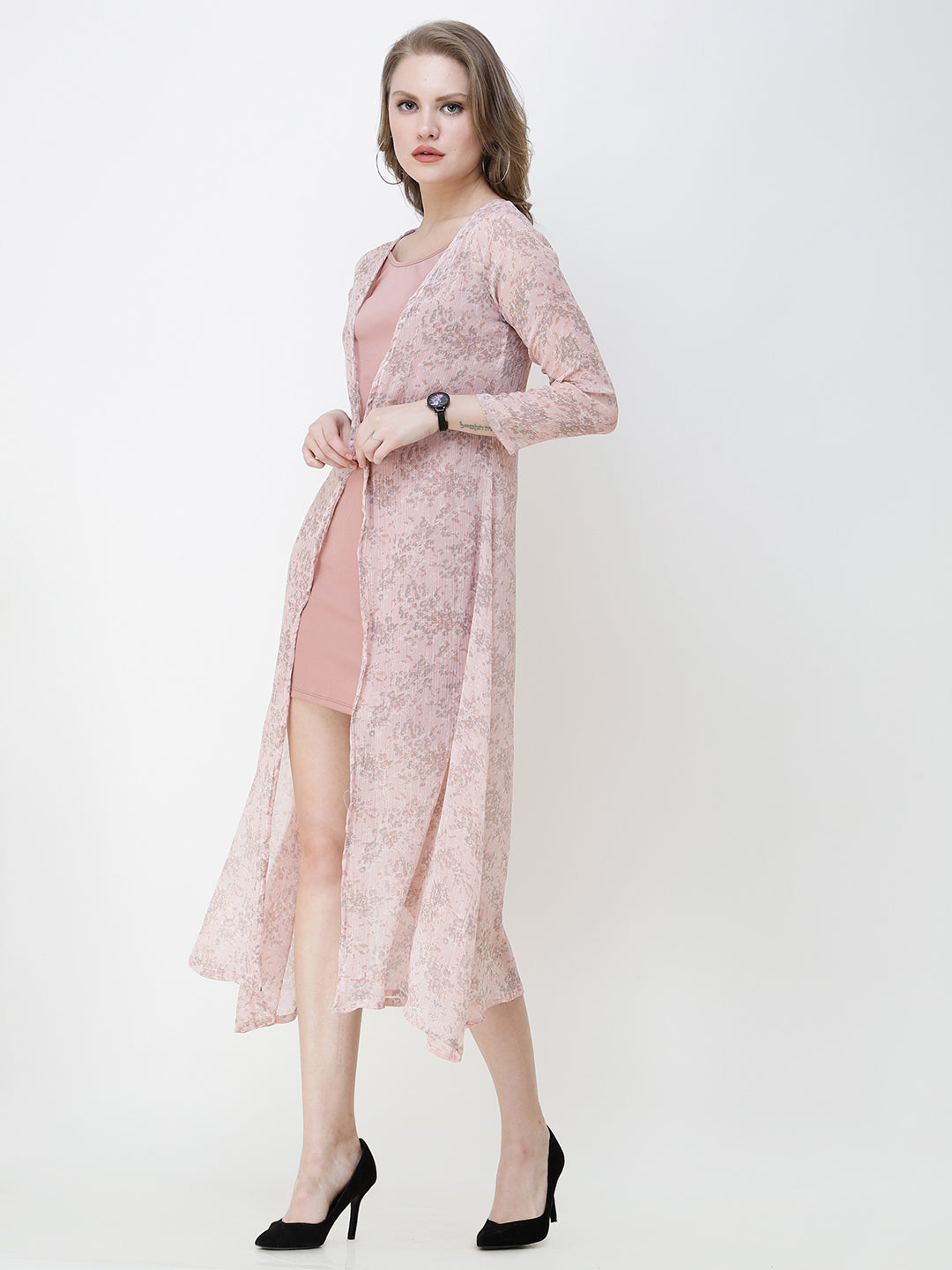 Cation Printed chiffon shrug